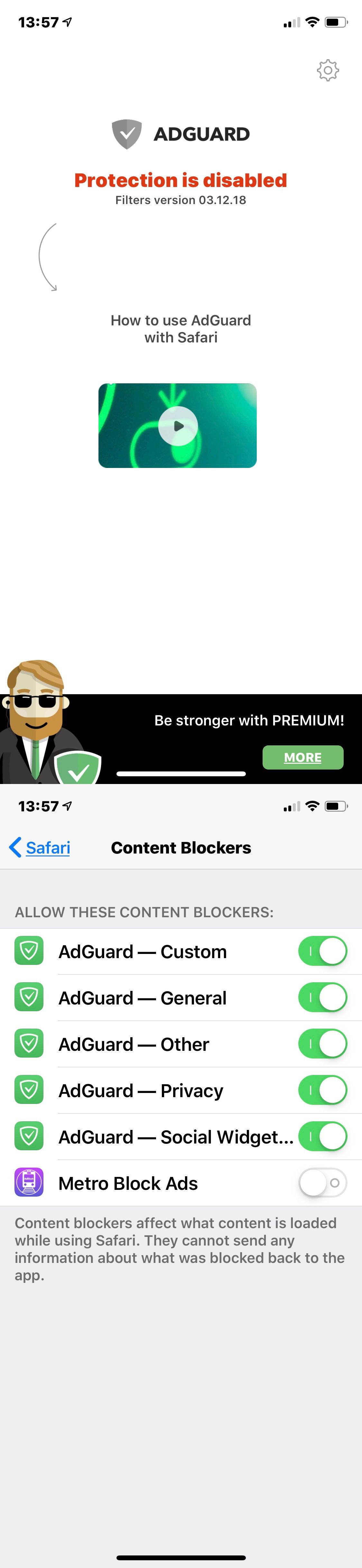 adguard says protection is disabled