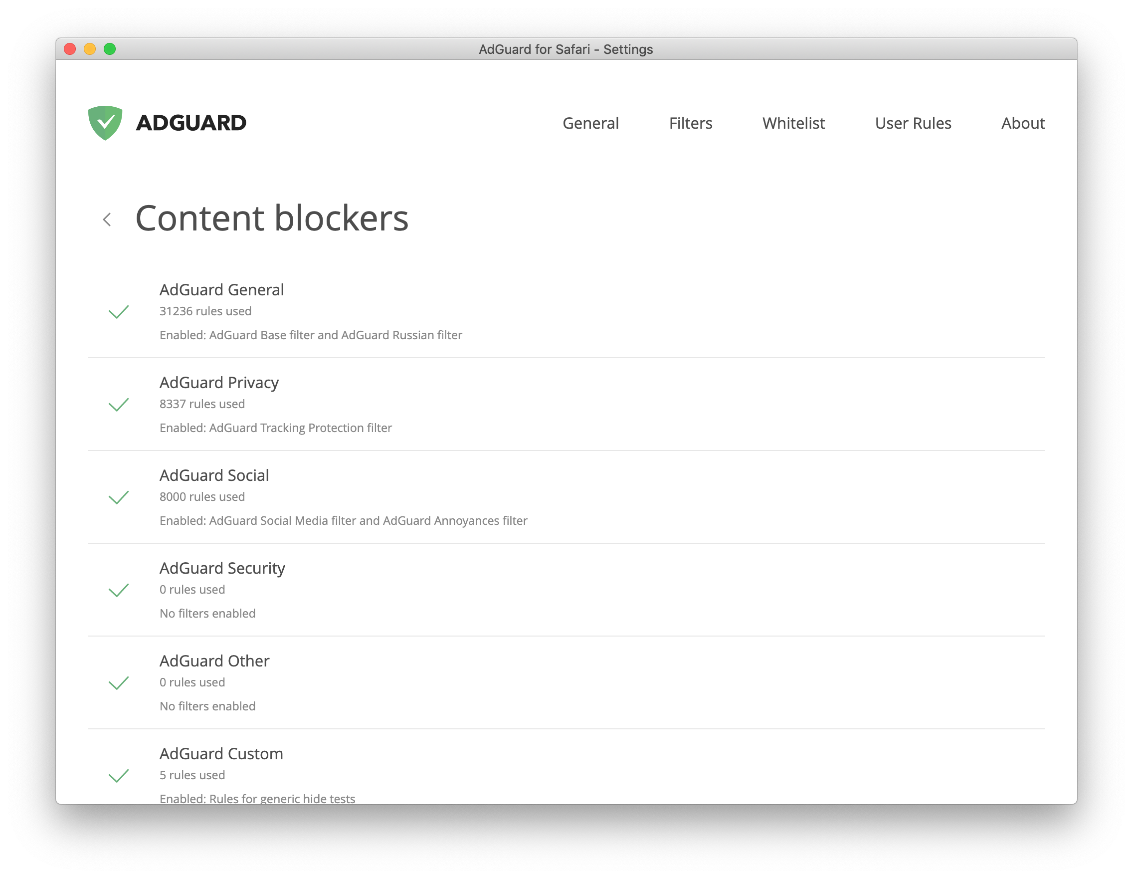 adguard safari too many filters