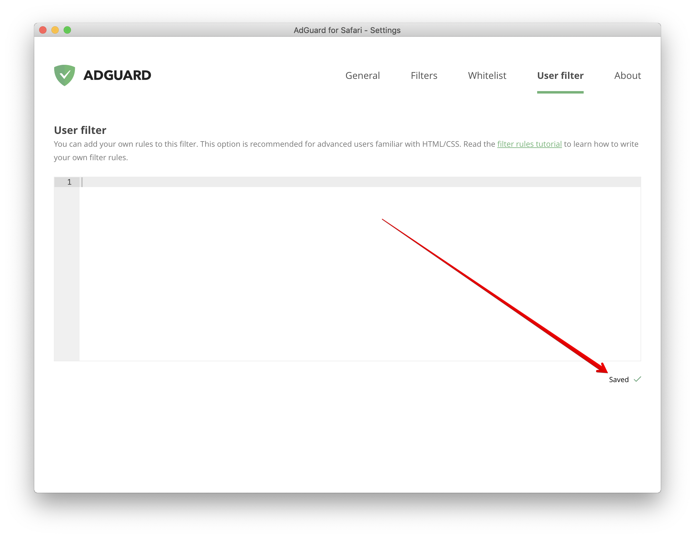User filter is marked as 
