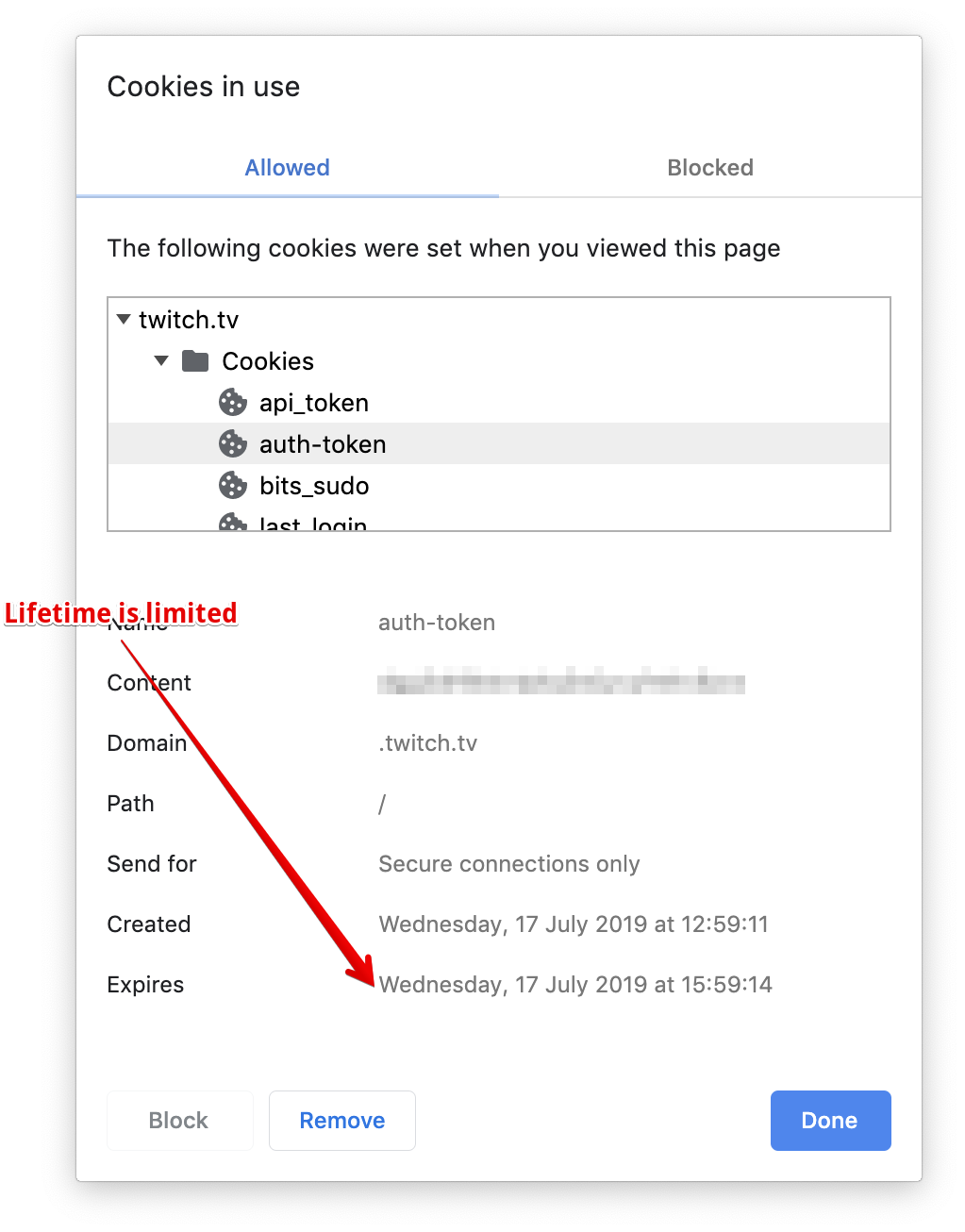"Selfdestructing thirdparty cookies" considers Twitch auth cookie